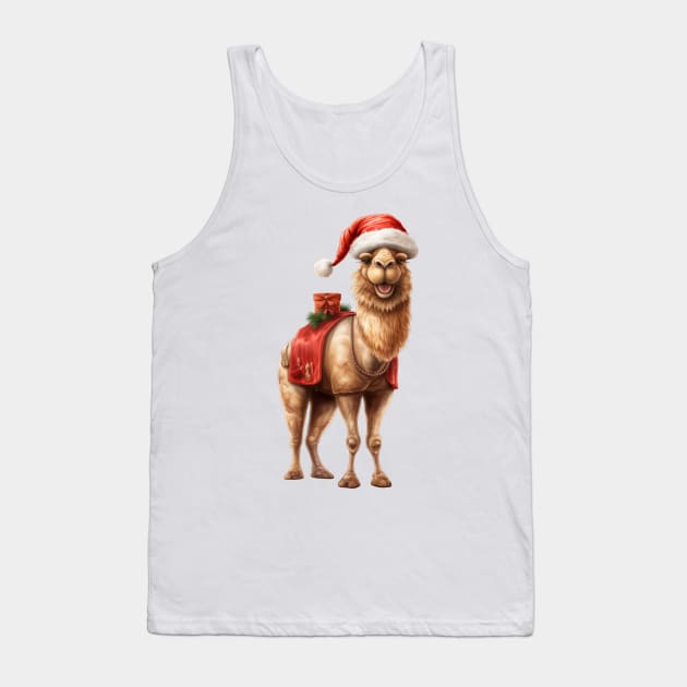 Vintage Christmas Camel Tank Top by Chromatic Fusion Studio